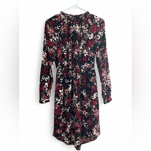 Elizabeth and James Long Sleeve Floral Dress in Red and Black